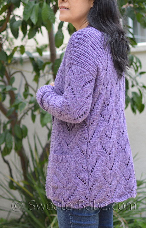 PDF Knitting Pattern For Lavender Cardigan From SweaterBabe.com