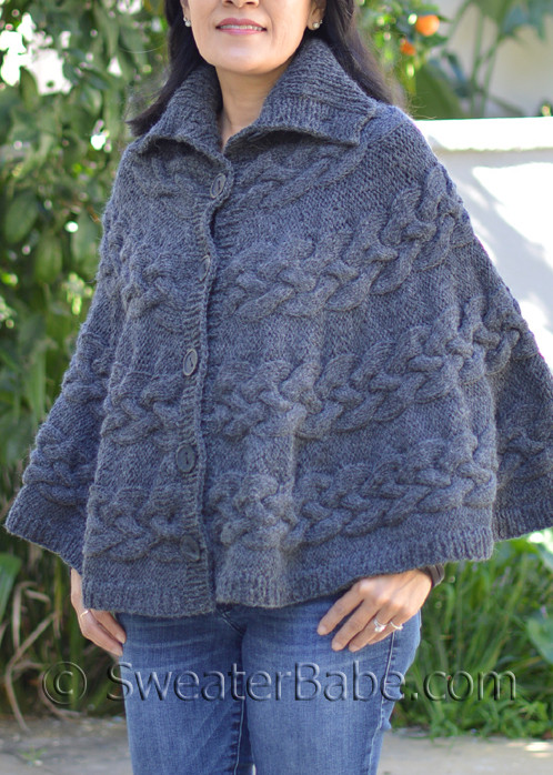 Andor Cable Oversized Poncho One Size PDF Knitting Pattern