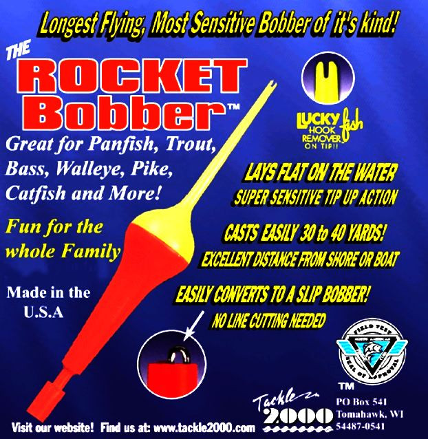 12 New Tackle 2000 Pan Fish Series Rocket Bobbers 4-3/4" Glow In the Dark 
