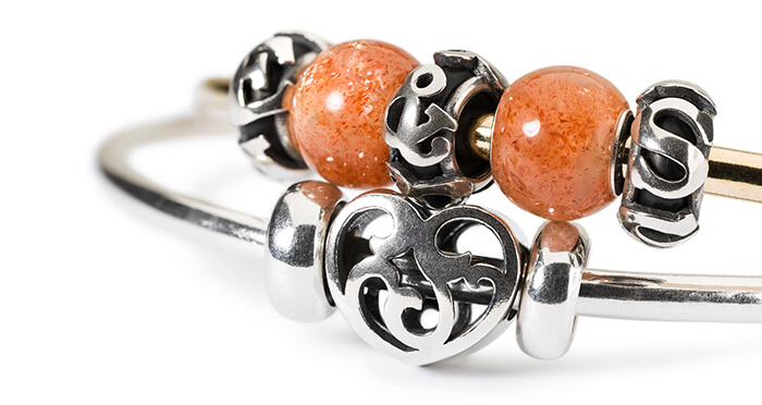 Trollbeads Stacked Bangles with Round Sunstone Beads Trollbeads Stacked Bangles with Round Sunstone Beads