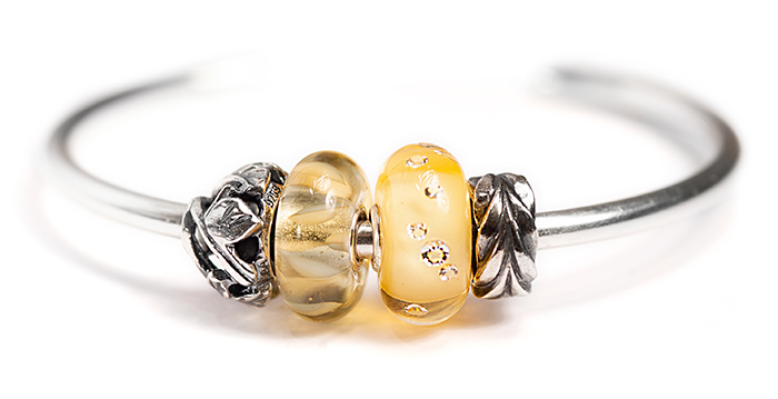 Trollbeads Diamond Bead, Amber, on Bangle Trollbeads Diamond Bead, Amber, on Bangle