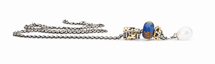 Trollbeads Fantasy Necklace with Pearl and Blue Twinkle Trollbeads Fantasy Necklace with Pearl and Blue Twinkle