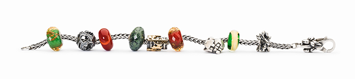 Trollbeads Silver Bracelet with Red and Green Beads Trollbeads Silver Bracelet with Red and Green Beads