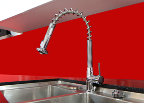 Kitchen mixer tap with pull out vegetable spray and sink.