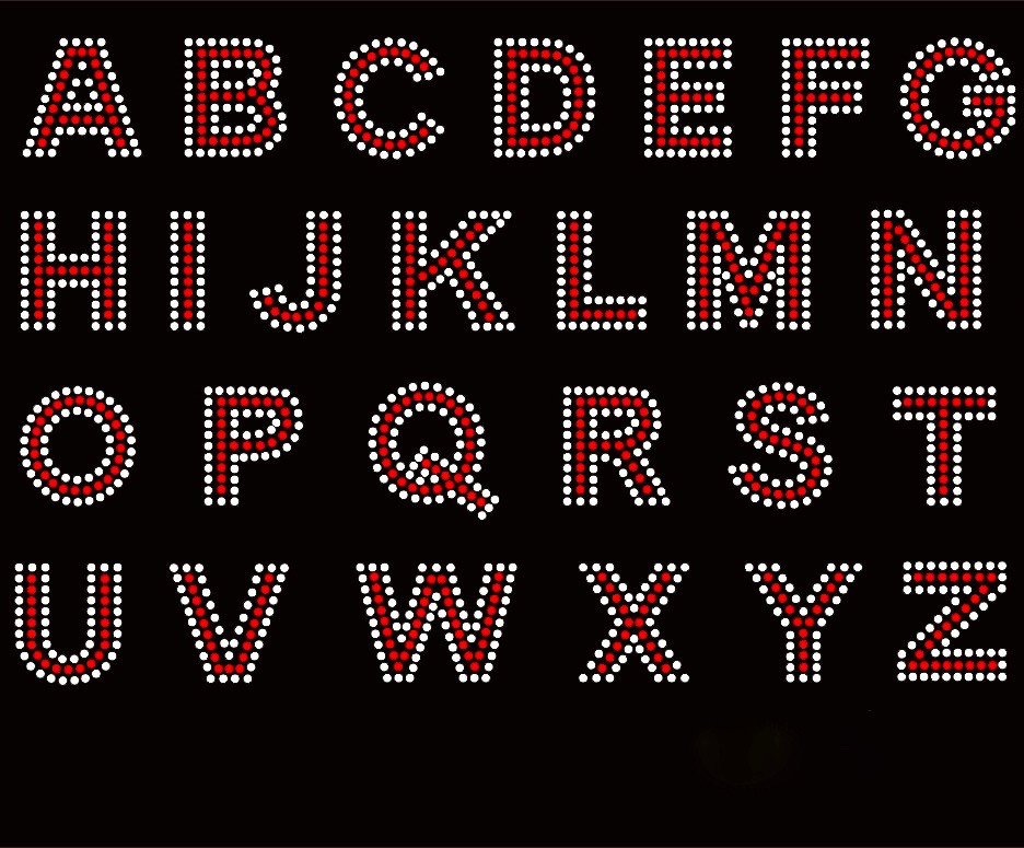 1.5" Bold Letter Alphabet Arial Font (RED with clear ...