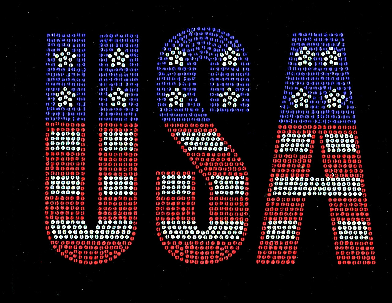 USA Text Bold Letter 4th of july Rhinestone Transfer - Texas Rhinestone