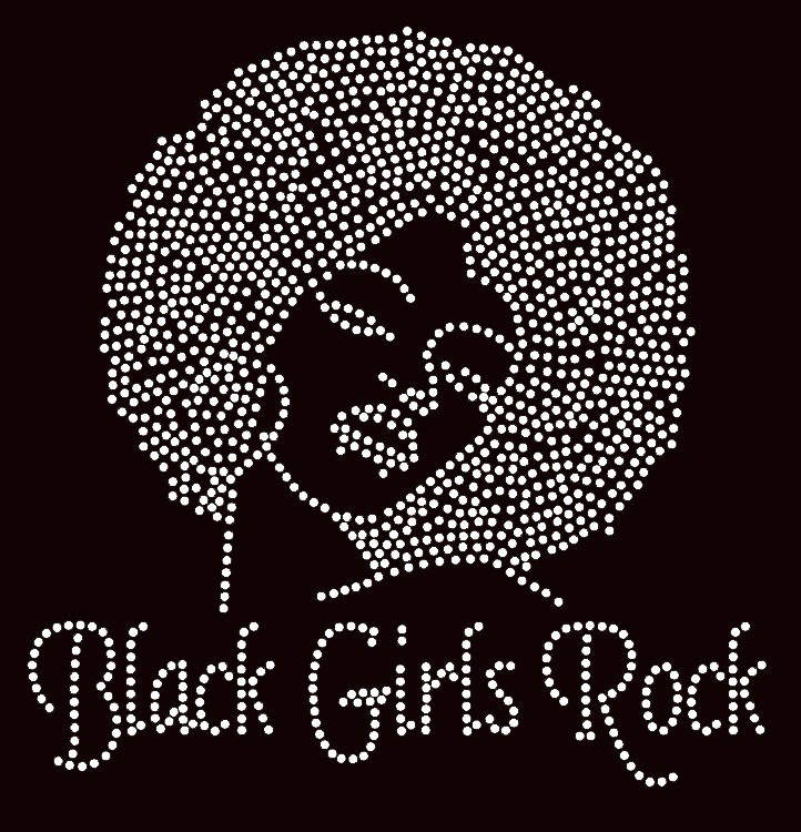 Download Black Girls Rock (with Afro Lady) Rhinestone Transfer ...