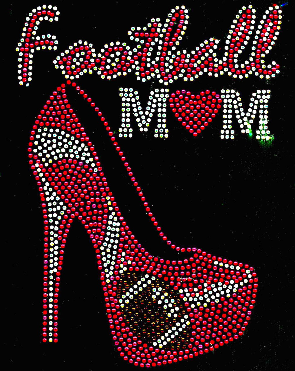 Football Mom Heel Stiletto (Fuchsia Hot Pink) Heart Rhinestone Transfer - Texas Rhinestone