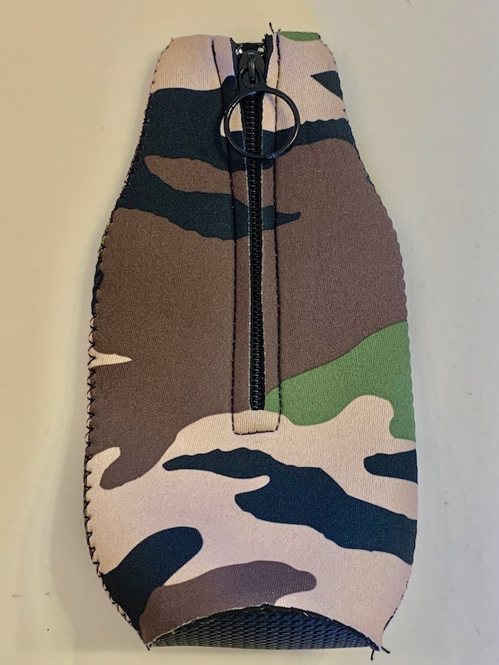 Zipper Beer Bottle Koozie (Camo) Texas Rhinestone