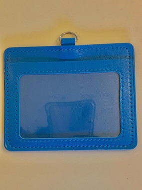 PU leather Card Badge Holder (Horizontal) (Blue) - Texas Rhinestone