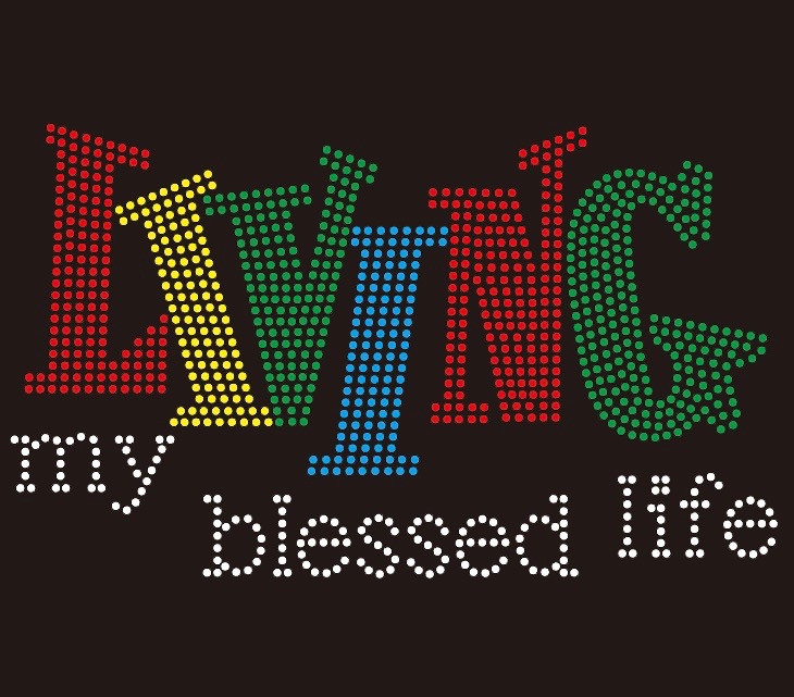 Living my blessed life (4 colors) Rhinestone transfer ...