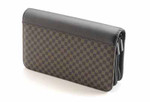 Brown Checkered Shear Case with Double Zipper
