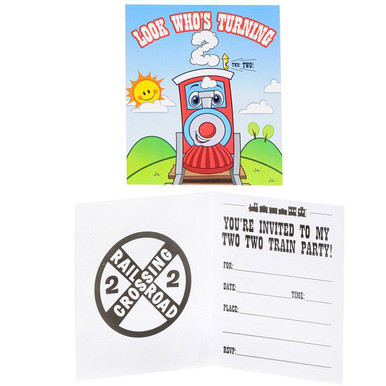two two train 2nd birthday invitations 8 ct