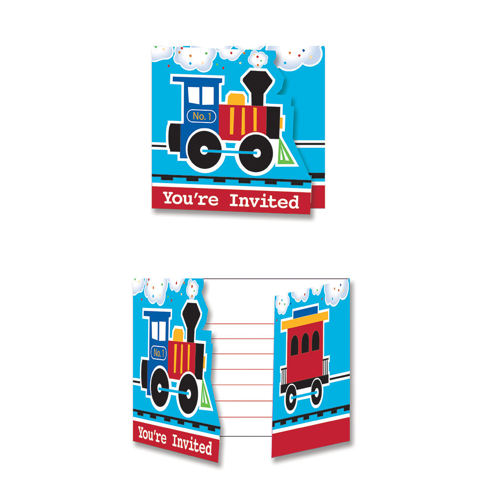 all aboard train party invitation cards 8 ct