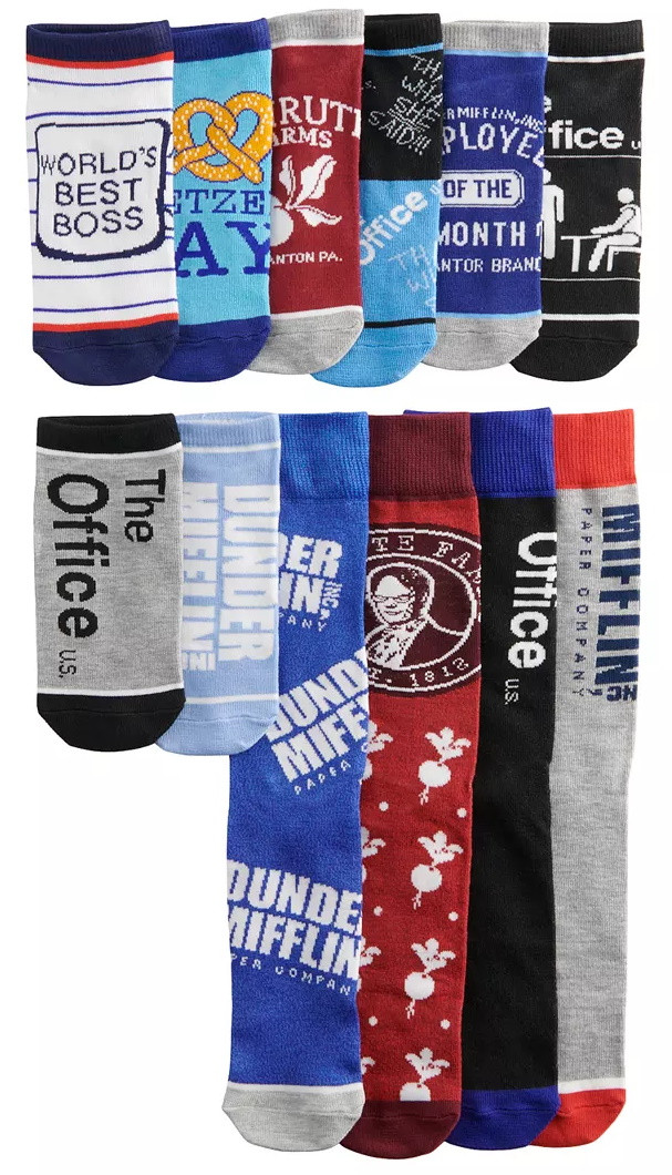 The Office TV Show Dunder Mifflin Logo 2 Pair Crew Socks Licensed 