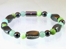 Magnetic bracelet with triple strength magnetic Hematite, Aventurine & Chrysoprase