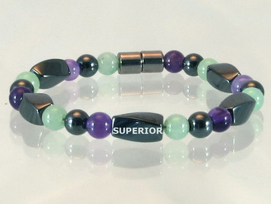 Magnetic Bracelet with triple strength Hematite combined with Amethyst & Aventurine