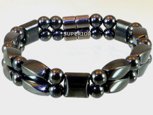 Hematite magnetic bracelet made with a double row of triple strength twist & round hematite magnetic beads
