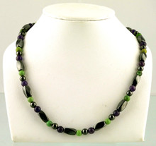Magnetic necklace made with triple strength magnetic Hematite combined with Amethyst and Chrysoprase gemstones