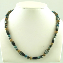 Magnetic necklace made with triple strength magnetic hematite combined with Turquoise Impression Jasper and Picture Jasper