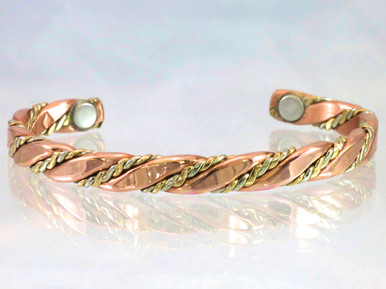 The Caduceus copper bracelet traces down to the intertwined copper serpents Moses held over his tribe to protect them while crossing the desert.