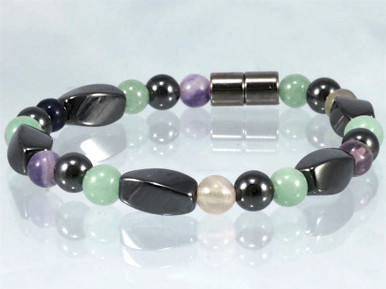 Magnetic Bracelet made with triple strength magnetic Hematite combined with Aventurine & Fluorite