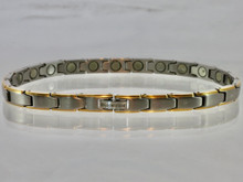 This stainless steel magnetic anklet is a 1/4" wide x 13/32" long link with 22 rare earth magnets in 10" length.