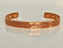 Magnetic copper bracelet with the greek key motif