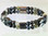 Magnetic bracelet made with a double row of triple strength magnetic Hematite combined with Moss Quartz and Snowflake Obsidian gemstones