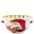 Vietri Old St. Nick Handled Bowl with Santa Reading 12.5x6 in OSN-78064