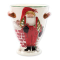 Vietri Old St. Nick Footed Urn with Chimney and Stockings 9x10 in OSN-78066