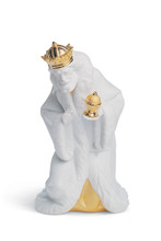 Lladro King Melchior Nativity Figurine, Golden Lustre 9x6x5 in 01007143