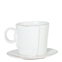 Vietri Lastra White Espresso Cup & Saucer 3 in. LAS-2609W