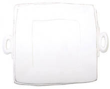 Vietri Lastra White Handled Square Platter 13.5 in. LAS-2628W