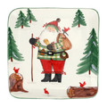 Vietri Old St. Nick  Square Platter Large with Hiker 16. 5 in OSN-78129