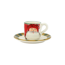 Vietri Old St. Nick Espresso Cup & Saucer Red Hat 3 oz OSN-7809NA