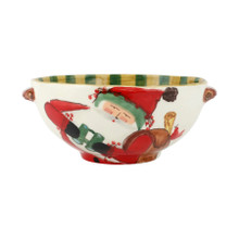 Vietri Old St. Nick Handled Bowl with Bird Watcher 12.75x11x4.75 in OSN-78134