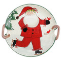 Vietri Old St. Nick Handled Round Platter Ice Skating 15.25 in OSN-78102