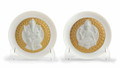 Lladro Goddess Lakshmi and Lord Ganesha Decorative Plates Set. Golden Lustre 4x4 in each 01009155