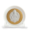 Lladro Goddess Lakshmi Decorative Plate with Stand Golden Lustre 4 in 01009154