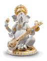 Lladro Veena Ganesha Figurine Golden Lustre 9x7x6 in 01009276