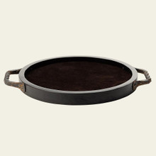 Jan Barboglio Wooden tray with Iron Handles and Suede Line 19x19x1 in 2323