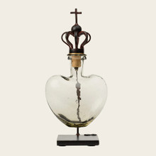 Jan Barboglio Crowned Heart Decanter with Crown Stopper on Museum Stand 6x4x13 in 5762CL