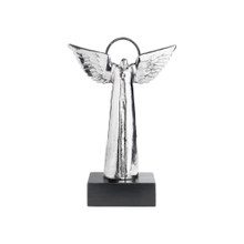 Jan Barboglio Angel D'Paz Nickel-plated Iron Angel on a Wooden Base 7x6x16 in 2792NK