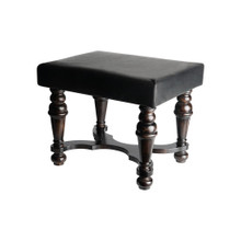 Jan Barboglio Chit-Chat Wooden Small Bench with Softened Leather Cusion Black 20x16x17 in 6803BL
