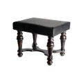 Jan Barboglio Chit-Chat Wooden Small Bench with Softened Leather Cusion Black 20x16x17 in 6803BL
