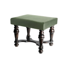 Jan Barboglio Chit-Chat Wooden Small Bench with Softened Leather Cusion Green 20x16x17 in 6803GR