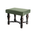 Jan Barboglio Chit-Chat Wooden Small Bench with Softened Leather Cusion Green 20x16x17 in 6803GR