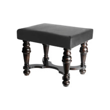 Jan Barboglio Chit-Chat Wooden Small Bench with Softened Leather Cusion Grey 20x16x17 in 6803NC