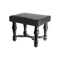 Jan Barboglio Chit-Chat Wooden Small Bench with Softened Leather Cusion Grey 20x16x17 in 6803NC
